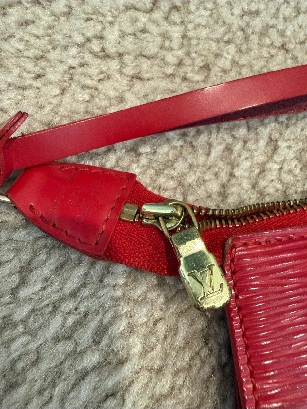 Louis Vuitton Red Epi Leather Wristlet Pochette